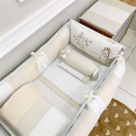 Kit Enxoval de Berço Savanah Nude Peças Baby Enxoval Enxovais