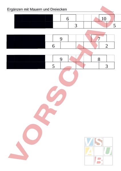 Arbeitsblatt Erg Nzen Mit Mauern Und Dreiecken Mathematik Addition
