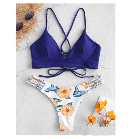 Braided Rope Bikini Swimsuit Printed Bikini Swimsuit Aidamm