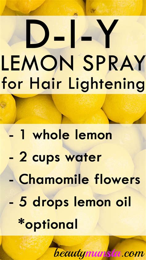 Diy Lemon Hair Lightening Spray Beautymunsta Free Natural Beauty