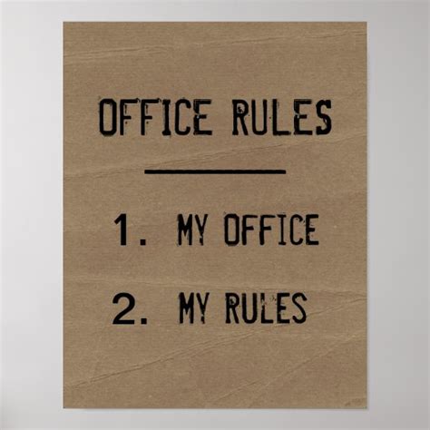 Funny Office Rules Poster | Zazzle