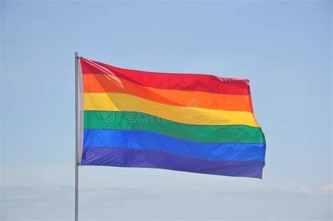 Gay Pride Rainbow Flag Pole Stock Image Image Of Homosexual Banner
