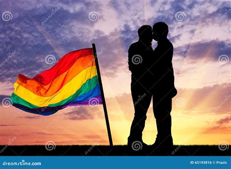 El Besarse Gay Feliz De La Silueta Foto De Archivo Imagen De Amor Pares
