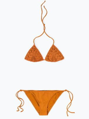 Maillot De Bain Avec Haut De Bikini Et Culotte Moutarde De Zara