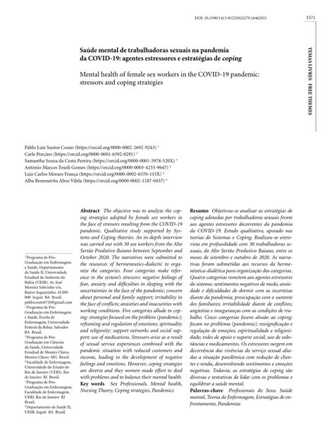 PDF Mental Health Of Female Sex Workers In The COVID Pandemic Stressors And Coping Strategies
