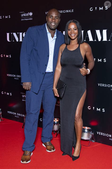 Photo Teddy Riner et sa femme Luthna Plocus au photocall de la soirée