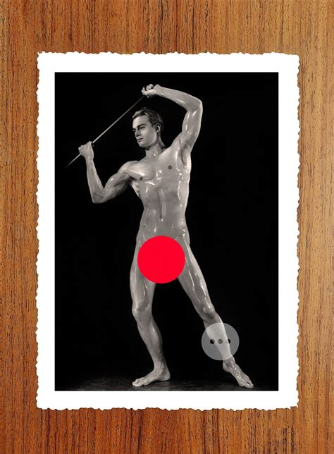 Vintage Male Nude Art Photo Print Handsome Naked Man Posing Erotic