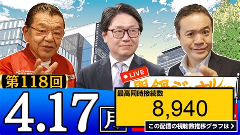 ライブ同時接続数グラフ『【生配信】第118回 須田慎一郎＆江崎道朗＆居島一平が話題のニュースを特別解説！ 』 Livechart