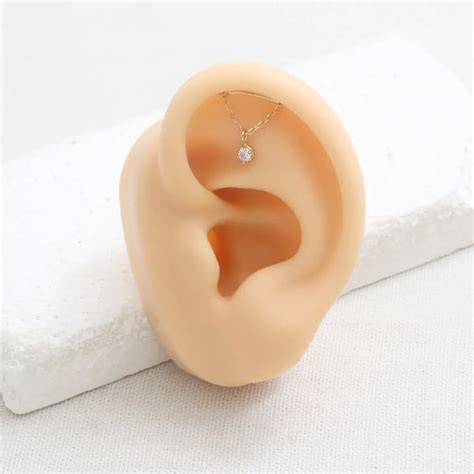 14K 18K CZ Drop Hidden Helix Ear Cartilage Piercing – from J Shop