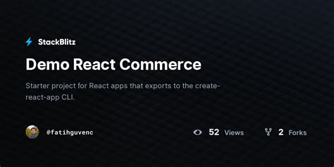 Demo React Commerce Stackblitz