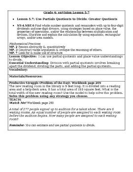 Envision Lesson Grade Use Partial Quotients To Divide Greater