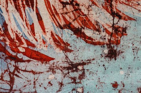 Stripes Hot Batik Background Texture Handmade On Silk Abstract Surrealism Art Stock Photo