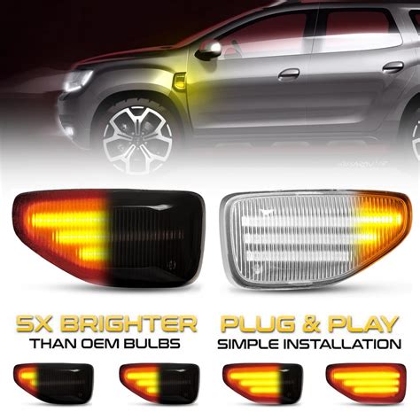 2x LED Dynamic Side Marker Turn Signal Light For Dacia Sandero 2 Logan