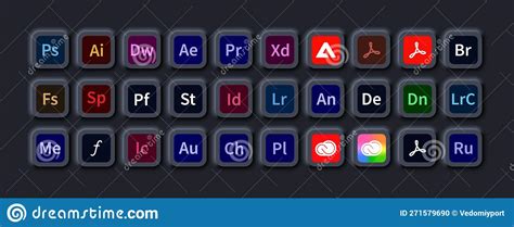 Adobe Products Logotype Set Of Adobe Apps Illustrator Creative Cloud