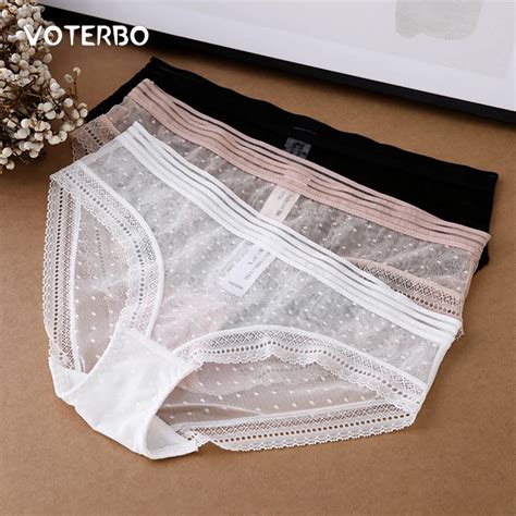 Calcinha De Renda Transparente Sexy Para Mulheres Cuecas De Cintura Baixa Cuecas Pretas Lingerie