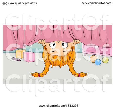 Kid Girl Look Under Bed Illustration By Bnp Design Studio 1633298