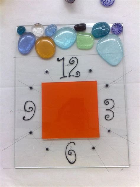 Fused Glass Wall Clock Fusion Glass Stones Wall Clock In 2024 Fused