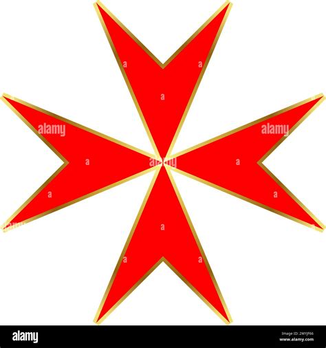 Red Maltese Cross With Golden Outline Military Order Insignia Stock