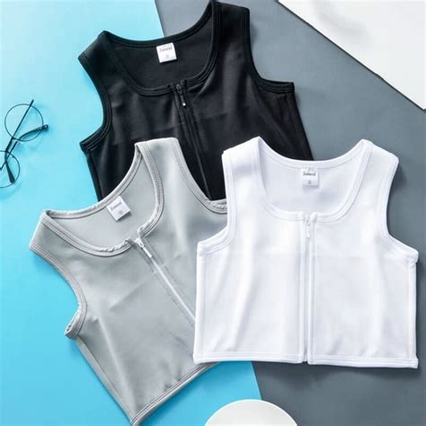 LESBIAN ZIP BREAST Chest Binder Tomboy FTM Bandage Boob Vest Crop Top M