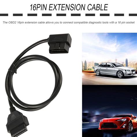 Buy 100cm Obd Ii Obd2 16 Pin Male To Female Extension Cable Diagnostic Cord From Car Supplies