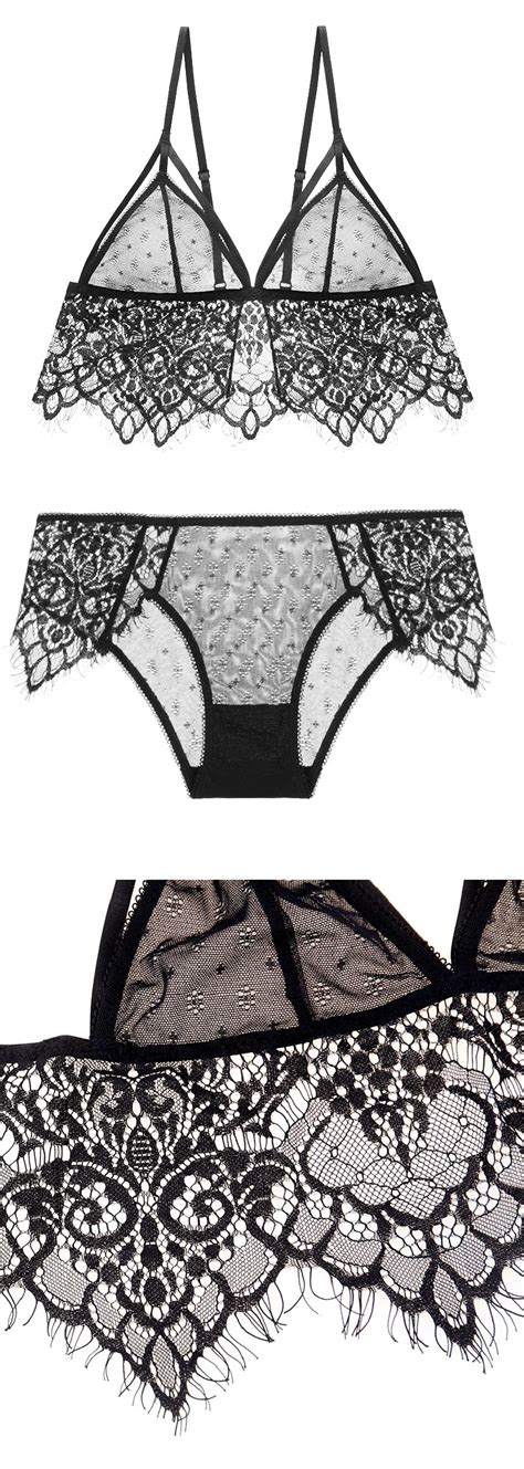 New Women Sexy Lingerie Ultrathin Bikini Seamless Bra Triangle Cup Lace Bralette Set Seductive
