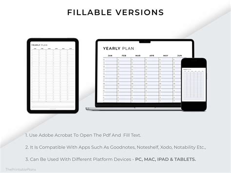 Yearly Planner Printable Annual Planner Yearly Overview - Etsy