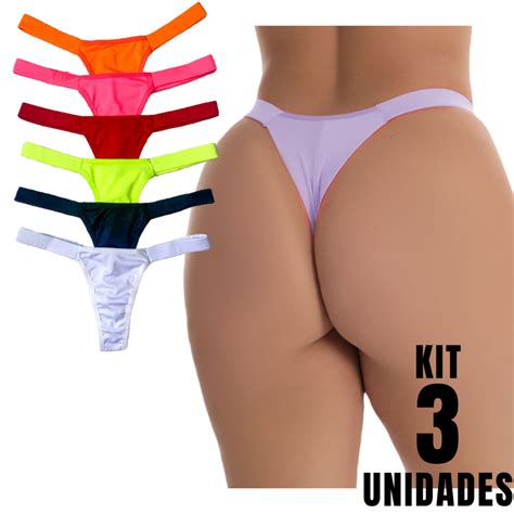 Kit Tangas Fio Duplo Sensual Neon Calcinha Fio Dental Sexy Empina Bumbum Lingerie Neon Barata
