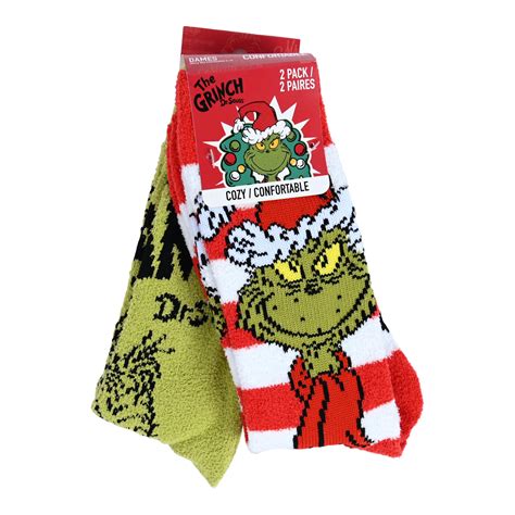 The Grinch Womens Cozy Socks 2 Pack Giant Tiger