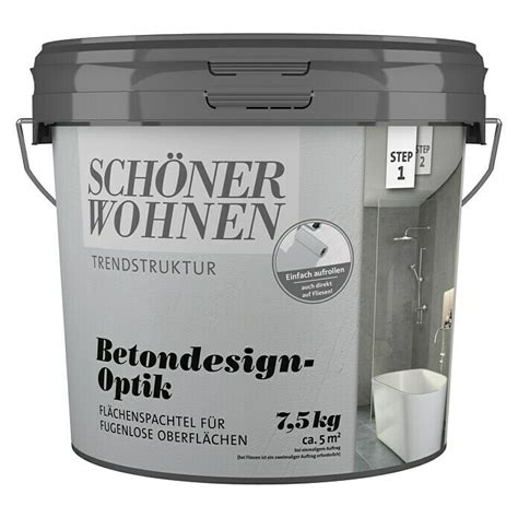 Schöner Wohnen Betondesign Optik Flächenspachtel Grau 7 5 kg