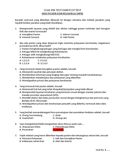 Detail Contoh Pre Test Dan Post Test Koleksi Nomer 31