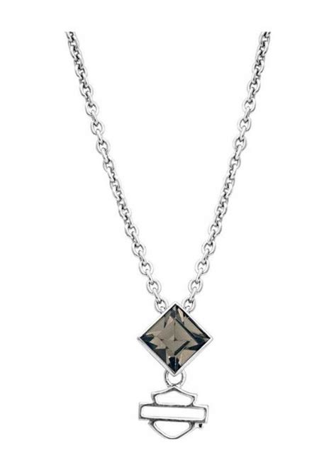 Harley Davidson® Womens Necklace Black Ice Diamond Shape Crystal