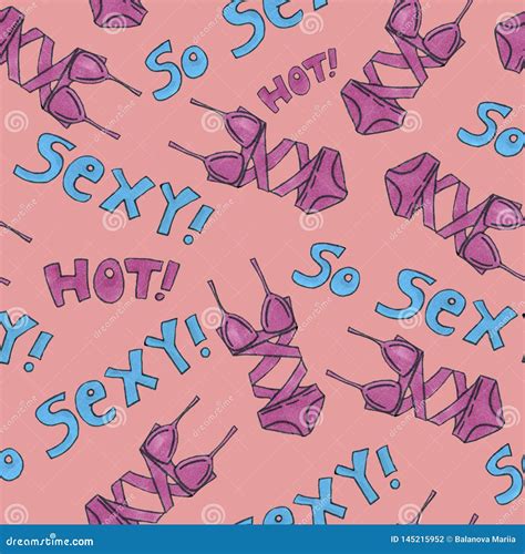 Lingerie Seamless Pattern With Flat Line Icons Of Bra Types Panties Woman Underwear Background