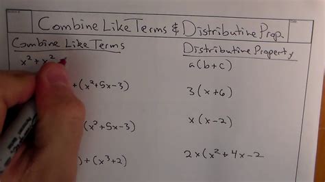 Polynomials Combine Like Terms And Distributive Property Youtube