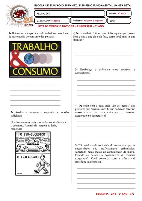 Atividade De Filosofia Com Texto E Gabarito