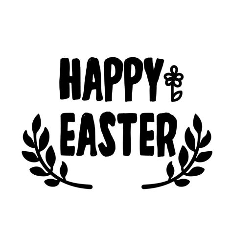 Cute Black Vector Calligrahy Isolated On White Background Happy Easter