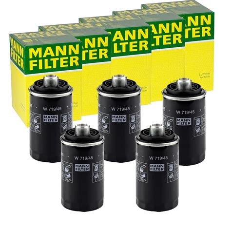 5x MANN-FILTER W 719/45 ÖLFILTER MIT ZWEI RÜCKLAUFSPERRVENTILEN ...