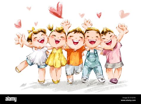 Cheering Kids Cartoon