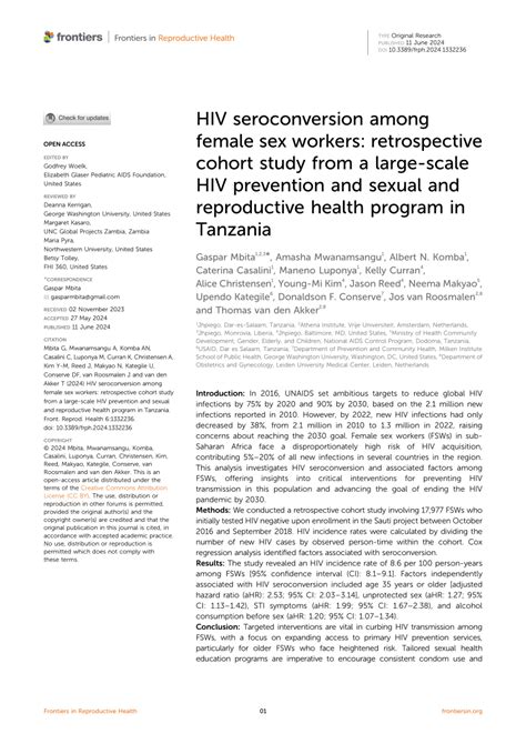 Pdf Hiv Seroconversion Among Female Sex Workers Retrospective Cohort Study From A Large Scale