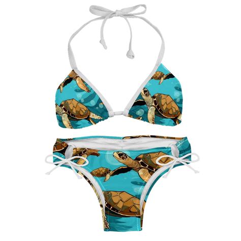 Turtle Seamless Detachable Sponge Adjustable Strap Bikini Set Two Pack Swim Suits For Versatile