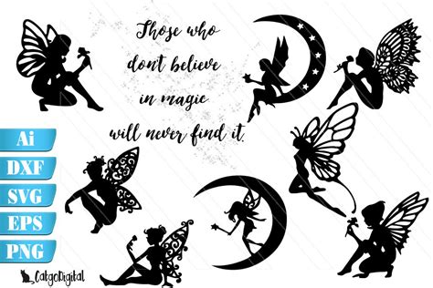 Fairy Vector Silhouettes Dxf Svg Eps Illustrations Creative Market