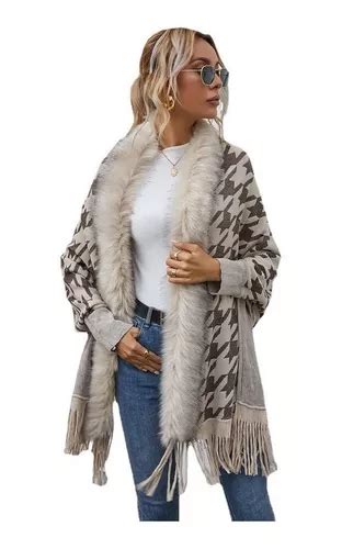 Cabolsa De Jaqueta Ponchos Quentes Malha De Inverno Feminino