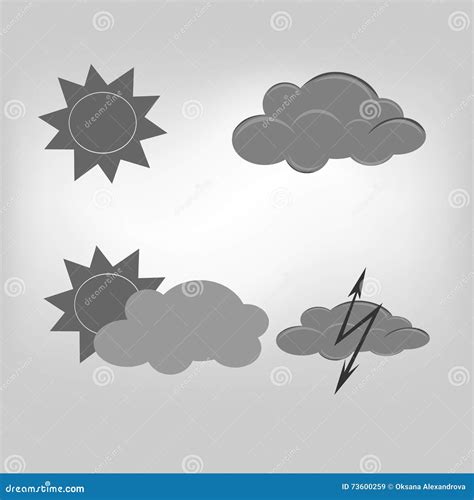 Vector De Wolkenweer Van De Pictogramzon Vector Illustratie