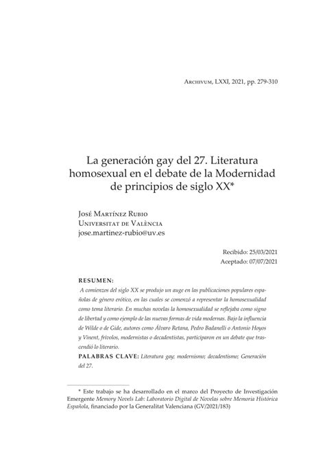 PDF La generación gay del Literatura homosexual en el debate de la Modernidad de