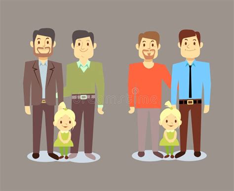 Familias Felices De Los Hombres Del Gay LGBT Con Los Niños Ilustración del Vector Ilustración