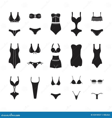 Swimwear And Bikini Icons Set Stock Vector Illustration Of Sensuality Silhouette 42418537