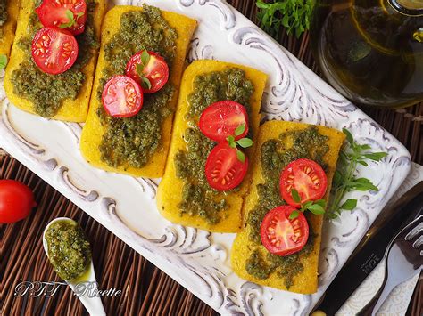 Crostini Di Polenta Con Pesto E Pomodorini PTT Ricette