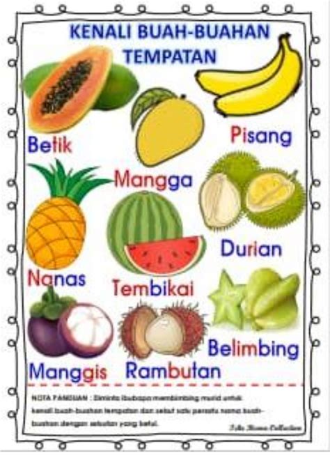 Lembaran Kerja Tema Buah Buahan Tempatan Semarak Buah Buah Nbkomputer