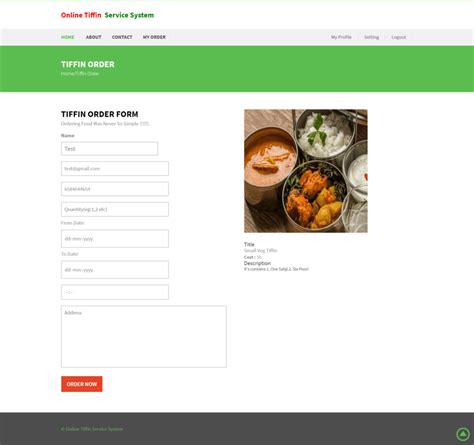 Online Tiffin Service System Using PHP And MySQL Online Tiffin