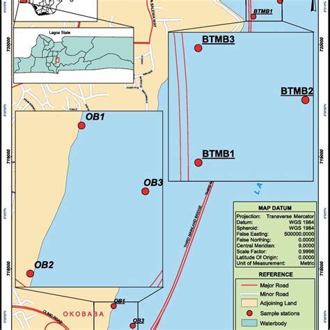 Map Of The Lagos Lagoon Showing The Sampling Stations At Okobaba Ob Download Scientific