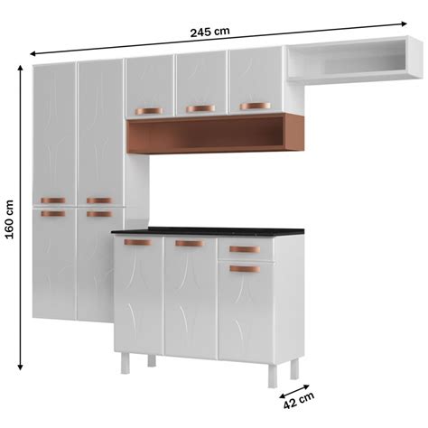 Cozinha De A O Compacta Rubi Portas Gaveta Branco Ros Telasul